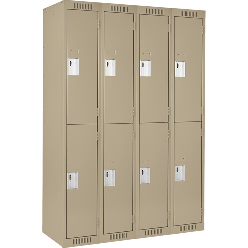 Clean Line Lockers, 2 -tier, Bank of 4, 48" x 18" x 72", Steel, Beige, Rivet (Assembled) EastCoast Offshore Supplies