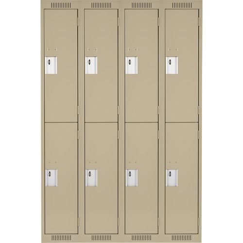 Clean Line Lockers, 2 -tier, Bank of 4, 48" x 18" x 72", Steel, Beige, Rivet (Assembled) EastCoast Offshore Supplies