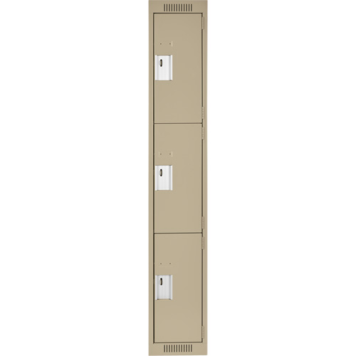Clean Line Lockers, 3 -tier, 12" x 18" x 72", Steel, Beige, Rivet (Assembled) EastCoast Offshore Supplies