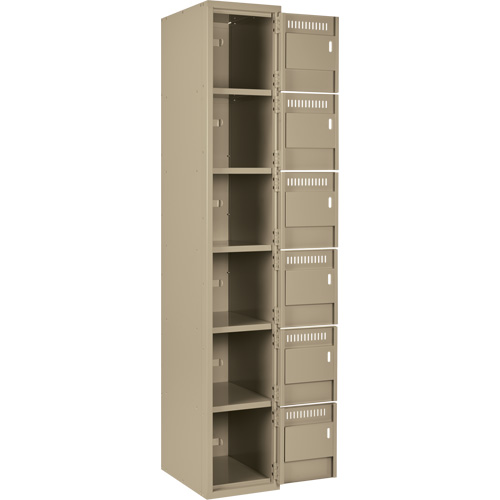 Clean Line Lockerette, 6 -tier, Bank of 3, 36" x 18" x 72", Steel, Beige, Rivet (Assembled) EastCoast Offshore Supplies