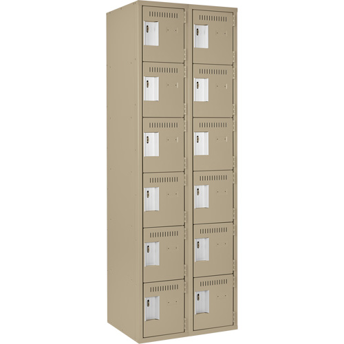 Clean Line Lockerette, 6 -tier, Bank of 2, 24" x 18" x 72", Steel, Beige, Rivet (Assembled) EastCoast Offshore Supplies
