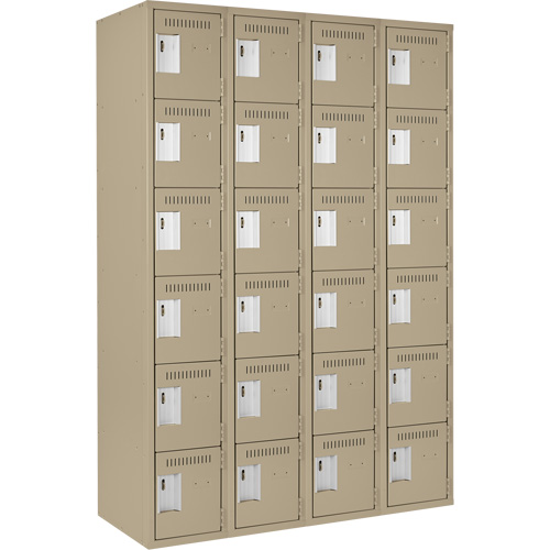 Clean Line Lockerette, 6 -tier, Bank of 4, 48" x 18" x 72", Steel, Beige, Rivet (Assembled) EastCoast Offshore Supplies