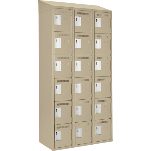 Clean Line Lockerette, 6 -tier, Bank of 3, 36" x 18" x 78", Steel, Beige, Rivet (Assembled) EastCoast Offshore Supplies