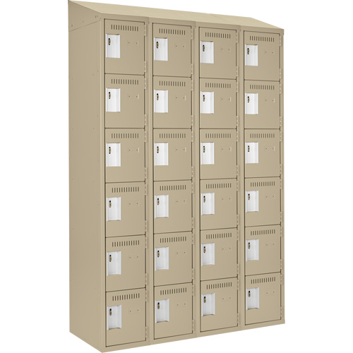 Clean Line Lockerette, 6 -tier, Bank of 4, 48" x 18" x 78", Steel, Beige, Rivet (Assembled) EastCoast Offshore Supplies