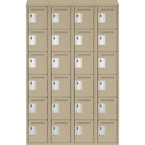 Clean Line Lockerette, 6 -tier, Bank of 4, 48" x 18" x 78", Steel, Beige, Rivet (Assembled) EastCoast Offshore Supplies