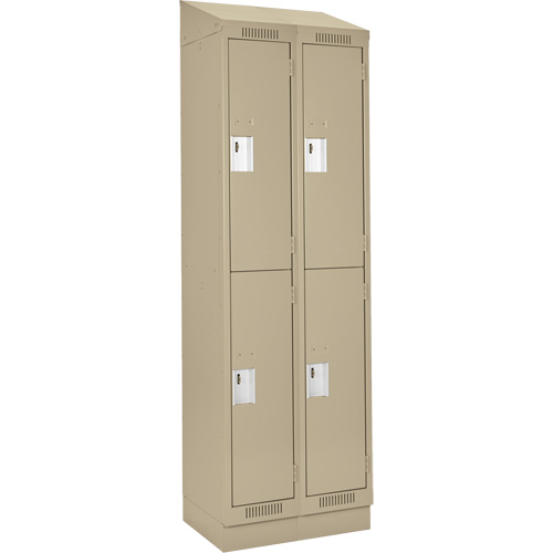 Clean Line Lockers, 2 -tier, Bank of 2, 24" x 18" x 82", Steel, Beige, Rivet (Assembled) EastCoast Offshore Supplies