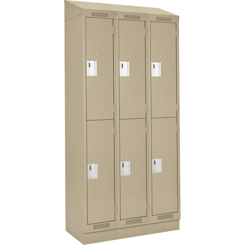 Clean Line Lockers, 2 -tier, Bank of 3, 36" x 18" x 82", Steel, Beige, Rivet (Assembled) EastCoast Offshore Supplies