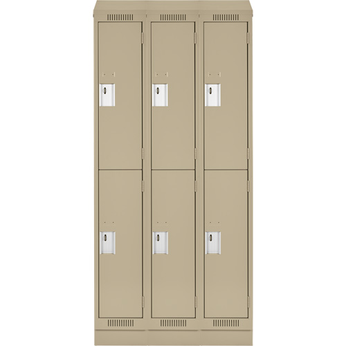 Clean Line Lockers, 2 -tier, Bank of 3, 36" x 18" x 82", Steel, Beige, Rivet (Assembled) EastCoast Offshore Supplies