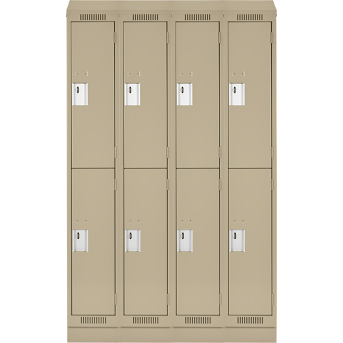 Clean Line Lockers, 2 -tier, Bank of 4, 48" x 18" x 82", Steel, Beige, Rivet (Assembled) EastCoast Offshore Supplies