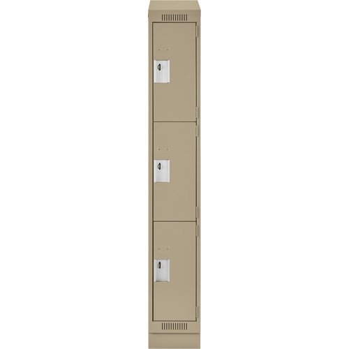 Clean Line Lockers, 3 -tier, 12" x 18" x 82", Steel, Beige, Rivet (Assembled) EastCoast Offshore Supplies