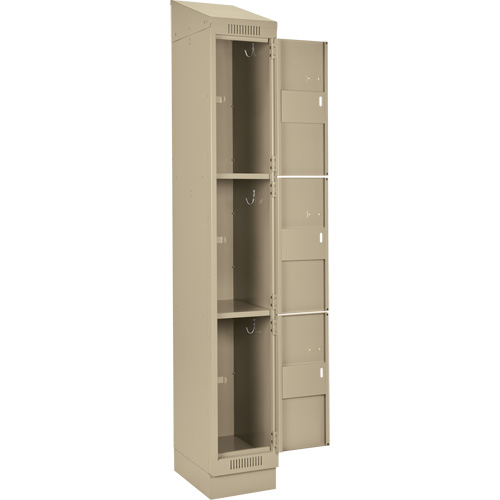 Clean Line Lockers, 3 -tier, Bank of 4, 48" x 18" x 82", Steel, Beige, Rivet (Assembled) EastCoast Offshore Supplies