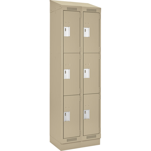 Clean Line Lockers, 3 -tier, Bank of 2, 24" x 18" x 82", Steel, Beige, Rivet (Assembled) EastCoast Offshore Supplies