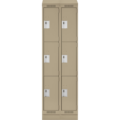 Clean Line Lockers, 3 -tier, Bank of 2, 24" x 18" x 82", Steel, Beige, Rivet (Assembled) EastCoast Offshore Supplies