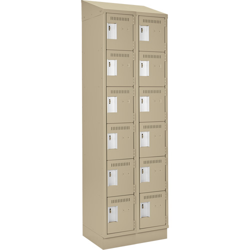 Clean Line Lockerette , 6 -tier, Bank of 2, 24" x 18" x 82", Steel, Beige, Rivet (Assembled) EastCoast Offshore Supplies