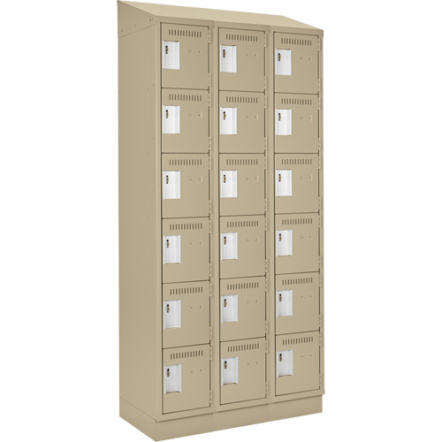 Clean Line Lockerette , 6 -tier, Bank of 3, 36" x 18" x 82", Steel, Beige, Rivet (Assembled) EastCoast Offshore Supplies