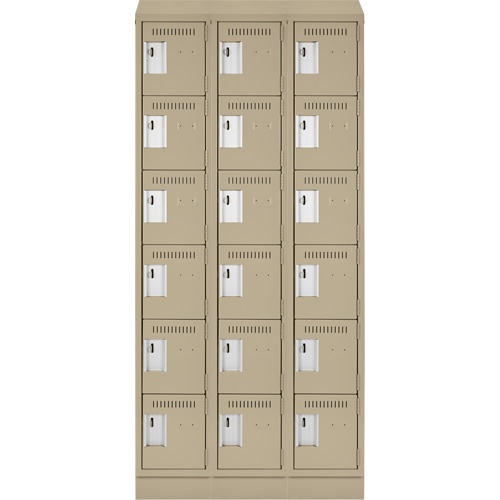 Clean Line Lockerette , 6 -tier, Bank of 3, 36" x 18" x 82", Steel, Beige, Rivet (Assembled) EastCoast Offshore Supplies