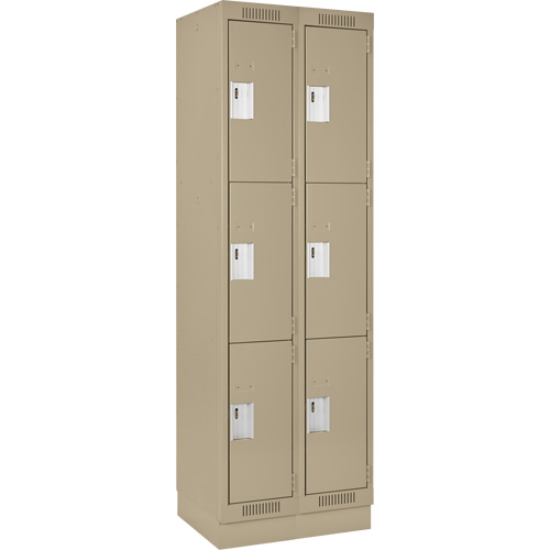 Clean Line Lockers, 3 -tier, Bank of 2, 24" x 18" x 76", Steel, Beige, Rivet (Assembled) EastCoast Offshore Supplies