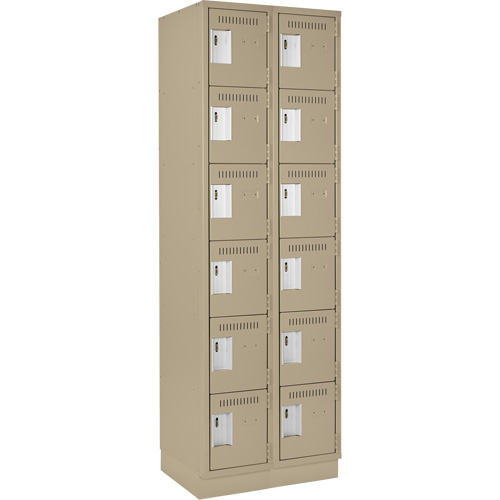 Clean Line Lockerette, 6 -tier, Bank of 2, 24" x 18" x 76", Steel, Beige, Rivet (Assembled) EastCoast Offshore Supplies