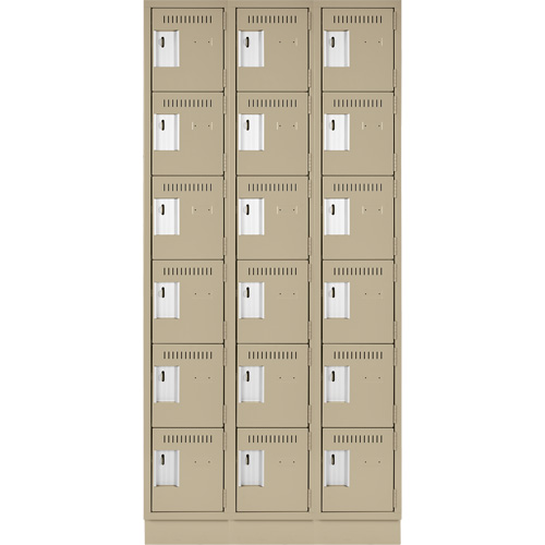 Clean Line Lockerette, 6 -tier, Bank of 3, 36" x 18" x 76", Steel, Beige, Rivet (Assembled) EastCoast Offshore Supplies
