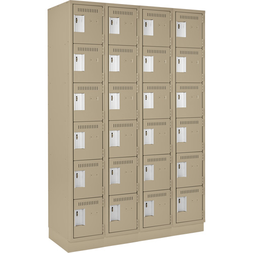 Clean Line Lockerette, 6 -tier, Bank of 4, 48" x 18" x 76", Steel, Beige, Rivet (Assembled) EastCoast Offshore Supplies
