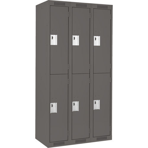 Clean Line Lockers, 2 -tier, Bank of 3, 36" x 18" x 72", Steel, Charcoal, Rivet (Assembled) EastCoast Offshore Supplies