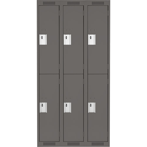 Clean Line Lockers, 2 -tier, Bank of 3, 36" x 18" x 72", Steel, Charcoal, Rivet (Assembled) EastCoast Offshore Supplies