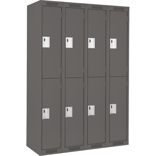 Clean Line Lockers, 2 -tier, Bank of 4, 48" x 18" x 72", Steel, Charcoal, Rivet (Assembled) EastCoast Offshore Supplies
