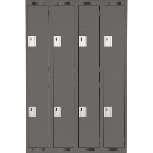Clean Line Lockers, 2 -tier, Bank of 4, 48" x 18" x 72", Steel, Charcoal, Rivet (Assembled) EastCoast Offshore Supplies