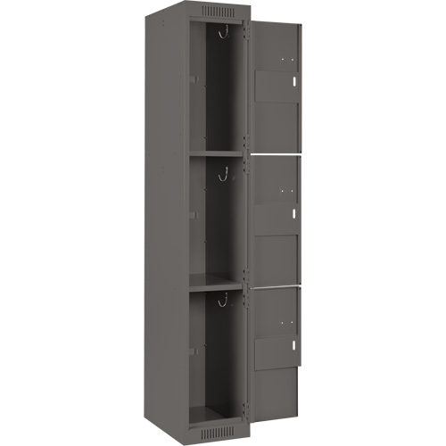Clean Line Lockers, 3 -tier, Bank of 4, 48" x 18" x 72", Steel, Charcoal, Rivet (Assembled) EastCoast Offshore Supplies