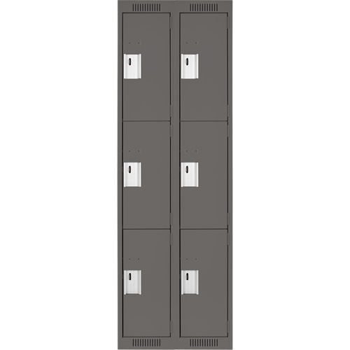 Clean Line Lockers, 3 -tier, Bank of 2, 24" x 18" x 72", Steel, Charcoal, Rivet (Assembled) EastCoast Offshore Supplies