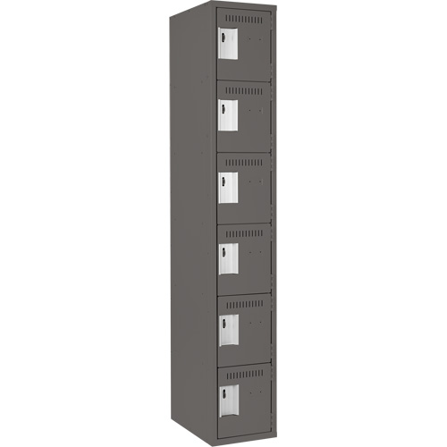 Clean Line Lockerette, 6 -tier, 12" x 18" x 72", Steel, Charcoal, Rivet (Assembled) EastCoast Offshore Supplies