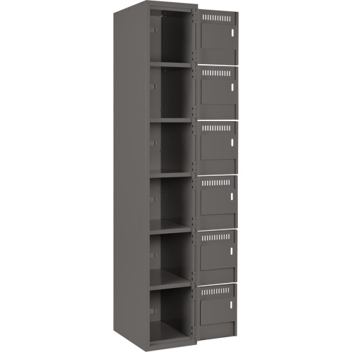 Clean Line Lockerette, 6 -tier, Bank of 4, 48" x 18" x 72", Steel, Charcoal, Rivet (Assembled) EastCoast Offshore Supplies
