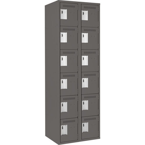 Clean Line Lockerette, 6 -tier, Bank of 2, 24" x 18" x 72", Steel, Charcoal, Rivet (Assembled) EastCoast Offshore Supplies