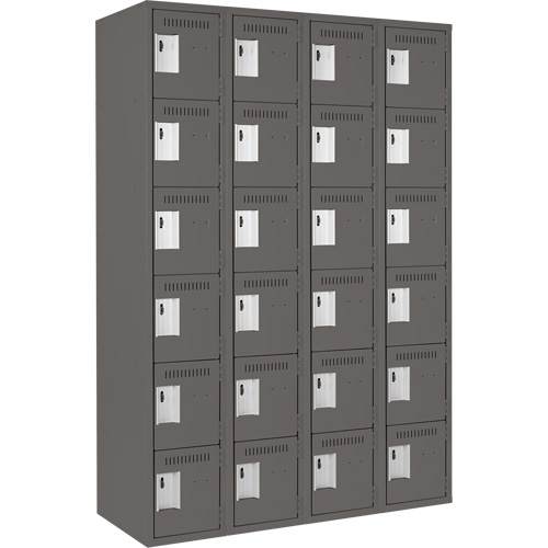 Clean Line Lockerette, 6 -tier, Bank of 4, 48" x 18" x 72", Steel, Charcoal, Rivet (Assembled) EastCoast Offshore Supplies