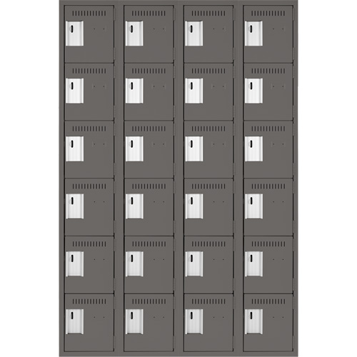 Clean Line Lockerette, 6 -tier, Bank of 4, 48" x 18" x 72", Steel, Charcoal, Rivet (Assembled) EastCoast Offshore Supplies