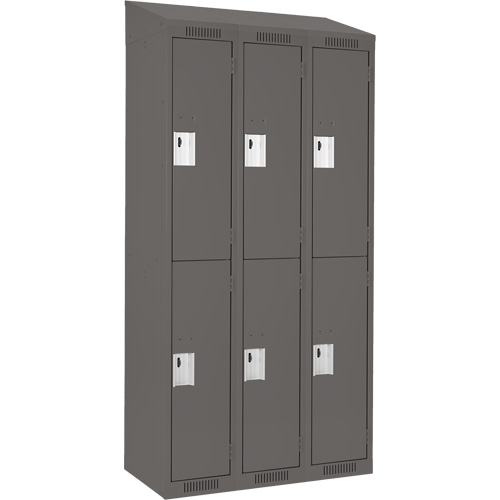 Clean Line Lockers, 2 -tier, Bank of 3, 36" x 18" x 78", Steel, Charcoal, Rivet (Assembled) EastCoast Offshore Supplies