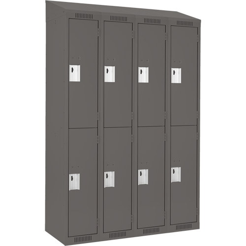 Clean Line Lockers, 2 -tier, Bank of 4, 48" x 18" x 78", Steel, Charcoal, Rivet (Assembled) EastCoast Offshore Supplies