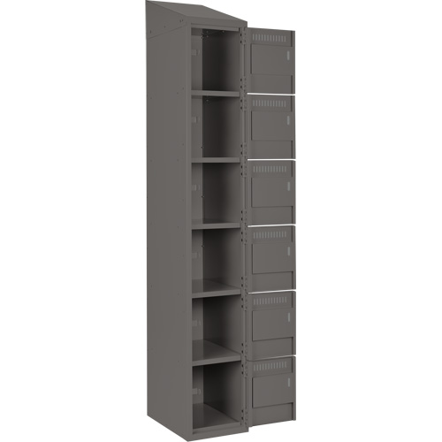 Clean Line Lockerette, 6 -tier, Bank of 3, 36" x 18" x 78", Steel, Charcoal, Rivet (Assembled) EastCoast Offshore Supplies
