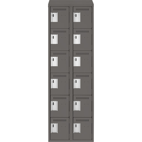 Clean Line Lockerette, 6 -tier, Bank of 2, 24" x 18" x 78", Steel, Charcoal, Rivet (Assembled) EastCoast Offshore Supplies