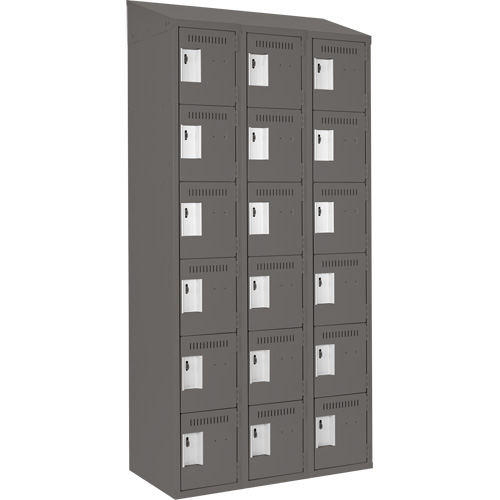 Clean Line Lockerette, 6 -tier, Bank of 3, 36" x 18" x 78", Steel, Charcoal, Rivet (Assembled) EastCoast Offshore Supplies