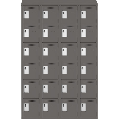 Clean Line Lockerette, 6 -tier, Bank of 4, 48" x 18" x 78", Steel, Charcoal, Rivet (Assembled) EastCoast Offshore Supplies