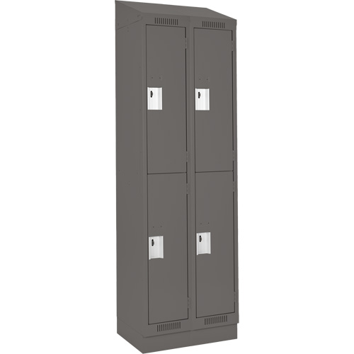 Clean Line Lockers, 2 -tier, Bank of 2, 24" x 18" x 82", Steel, Charcoal, Rivet (Assembled) EastCoast Offshore Supplies