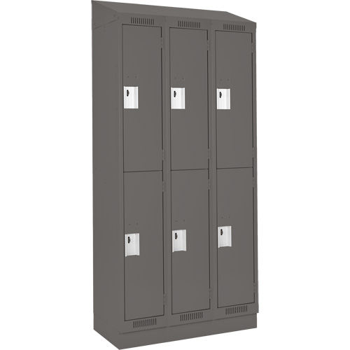 Clean Line Lockers, 2 -tier, Bank of 3, 36" x 18" x 82", Steel, Charcoal, Rivet (Assembled) EastCoast Offshore Supplies