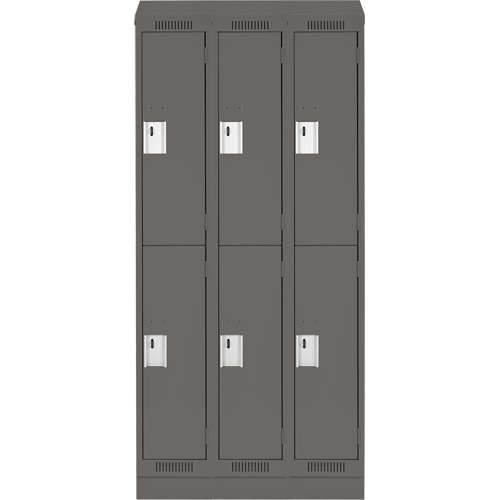Clean Line Lockers, 2 -tier, Bank of 3, 36" x 18" x 82", Steel, Charcoal, Rivet (Assembled) EastCoast Offshore Supplies