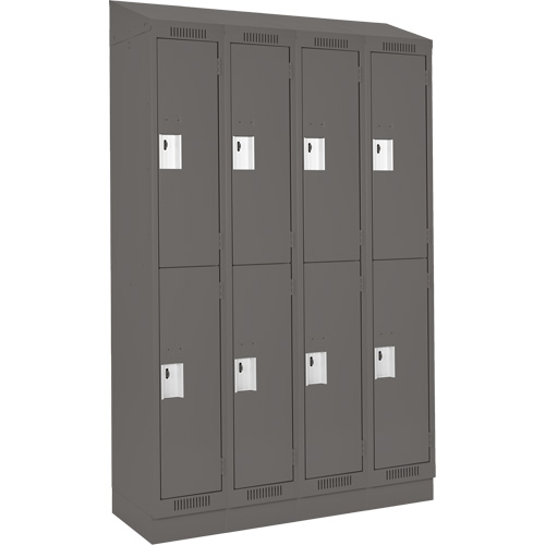 Casiers Clean Line, 2 niveaux, Bloc de 4, 48" x 18" x 82", Acier, Charbon, Rivet (assembl&eacute;) EastCoast Offshore Supplies