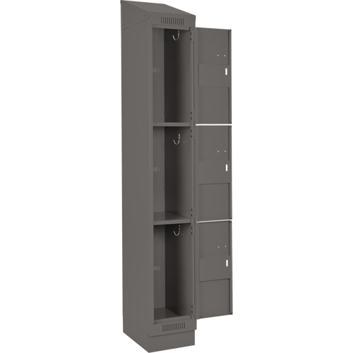 Clean Line Lockers, 3 -tier, Bank of 4, 48" x 18" x 82", Steel, Charcoal, Rivet (Assembled) EastCoast Offshore Supplies