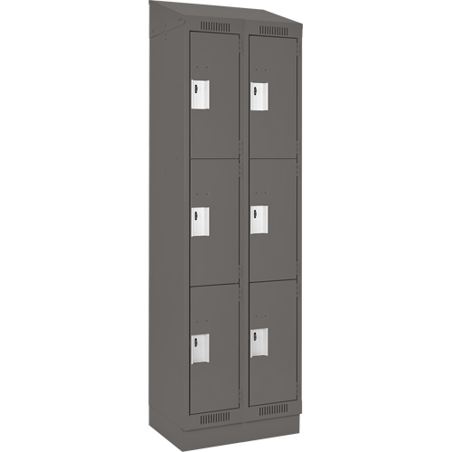 Clean Line Lockers, 3 -tier, Bank of 2, 24" x 18" x 82", Steel, Charcoal, Rivet (Assembled) EastCoast Offshore Supplies