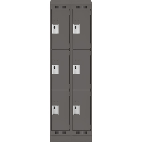 Clean Line Lockers, 3 -tier, Bank of 2, 24" x 18" x 82", Steel, Charcoal, Rivet (Assembled) EastCoast Offshore Supplies