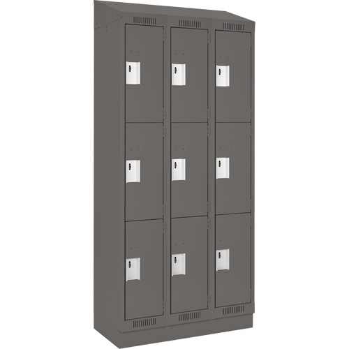 Clean Line Lockers, 3 -tier, Bank of 3, 36" x 18" x 82", Steel, Charcoal, Rivet (Assembled) EastCoast Offshore Supplies