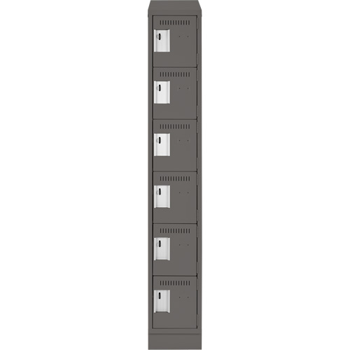 Clean Line Lockerette, 6 -tier, 12" x 18" x 82", Steel, Charcoal, Rivet (Assembled) EastCoast Offshore Supplies
